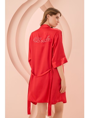 NBB Kırmızı Bride Saten Sabahlık