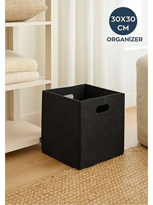 Velmora Siyah Keçe Organizer, 30X30CM Dolap Içi Düzenleyici | Sepet
