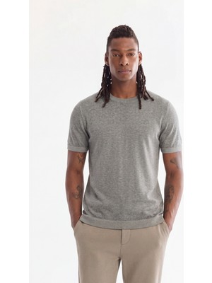 AVVA Erkek Antrasit Bisiklet Yaka Triko Regular Fit T-Shirt A41Y5074