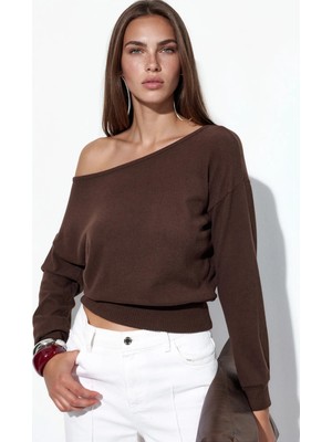Hiccup Kadınlar Busem Kadın Kısa Bisiklet Yaka Sweatshirt Mocha Kahvesi