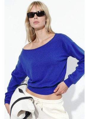 Hiccup Kadınlar Busem Kadın Kısa Bisiklet Yaka Sweatshirt Kobalt Mavisi