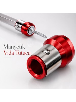 Badem10 Manyetik Vida Tutucu Aparatı Mıknatıslı Bits Uç Halka 1/4 Inç Matkap Tornavida Vidalama Aparatı
