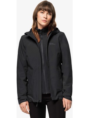 Jack Wolfskin Moonrise 3in1 Outdoor Kadın Siyah Mont