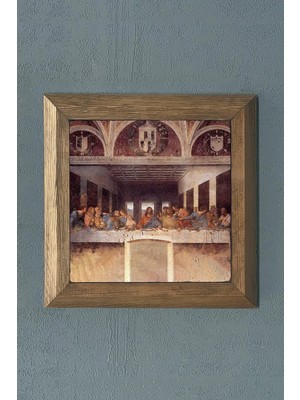Empressco Masif Çerçeveli Doğaltaş Tablo Pano 28X28 cm Leonardo Da Vinci Son Akşam Yemeği