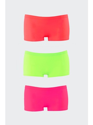 NBB Neon Pembe Sarı Oranj Dikişsiz 3lü Ağlı Şort Külot