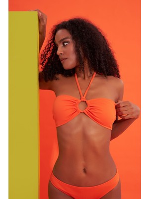 Loya Turuncu Fitilli Straplez Tek Üst Bikini
