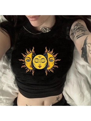 Touz Küt Küt Sun And Moon Siyah Crop