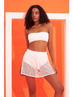 Nbb Beyaz Dantelli Şort Pareo
