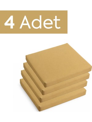 Homedius Sandalye Oturum Minderi Renkli 40X40X4 Bağcıklı Çıkarılabilir Kılıflı Su Itici Bej 4'lü