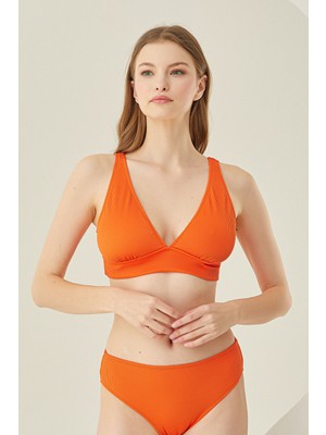Loya Turuncu Reps Üçgen Tek Üst Bikini