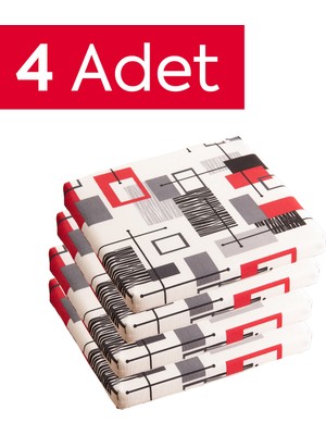Homedius Sandalye Oturum Minderi Desenli 40X40X4 Bağcıklı Çıkarılabilir Kılıflı Su Itici Siyah 4'lü
