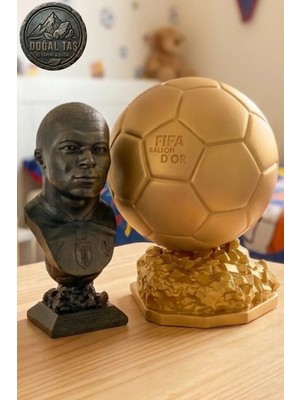 Craft 3D Atölye Mbappe(13 cm Boyunda) ve Ballon D'or (15 cm Boyunda )-Paketi ile Beraber Beton Büst/figür/biblo