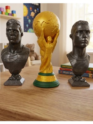 Craft 3D Atölye Messi Ronaldo Dünya Kupası 15 cm Boyutunda Taş Biblo