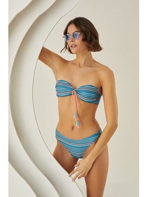 Nbb Renkli Deep Tüfted Straplez Bikini Takımı