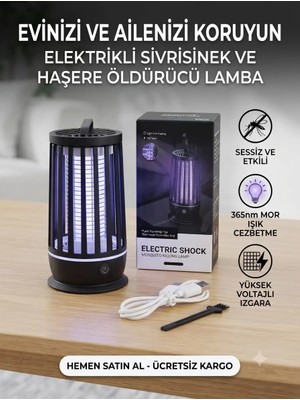 Segy Home Elektrikli Sinek Öldürücü Lamba USB Şarjlı Taşınabilir Tasarım UV Işıklı  Sessiz Çalışma