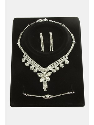 Gees Global Çiçek Taşlı Lüks Set Kolye