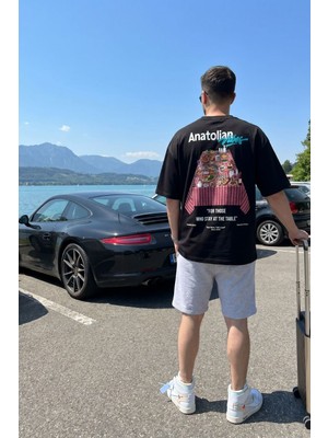 Gothamvibes Erkek Oversize Anatolian Siyah Premium T-Shirt
