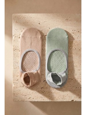 Bony Socks Kadın 2'li Asta Yoga / Pilates Step Çorap Bej / Açık Yeşil