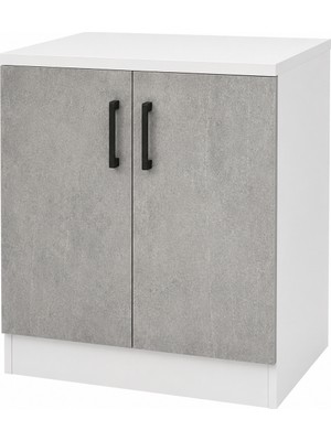 T Designo Beti Mutfak 2 Kapaklı  Alt Modül Çok Amaçlı Dolap 80 cm Beton Görünümlü