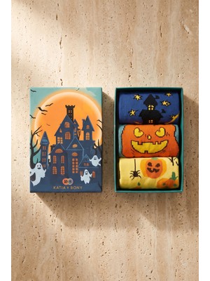 Bony Socks Çocuk 3'lü Halloween Desenli Kutulu Soket Çorap