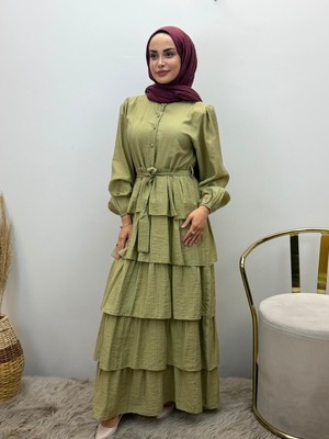 JOOQSTORE Kat Kat Volan Detaylı Elbise