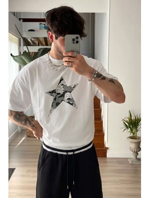 Gothamvibes Erkek Oversize Rick Beyaz Premium T-Shirt