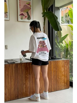 Gothamvibes Kadın Oversize Anatolian Beyaz Premium T-Shirt