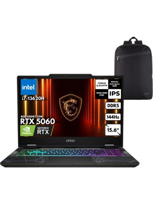 MSI Msı Cyborg 15 I7-13620H 40-Gbddr5 4 Tbssd RTX5060 (8GB-GDDR7-55W) 15.6" Fhd 144Hz Ips-Level Windows 11 Pro + Qb Sırt Çantası B13WFKG-495XTRQB24
