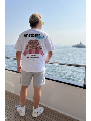 Gothamvibes Erkek Oversize Anatolian Beyaz Premium T-Shirt