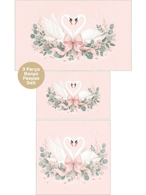 Homenette Modern 3 Parça Banyo Paspas Seti Kaymaz Tabanlı Makinede Yıkanabilir Banyo Halısı Takımı ve Çamaşır Makinesi Matı