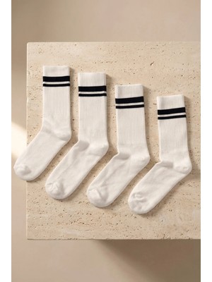Bony Socks Erkek 4'lü Şeritli Ribanalı Soket Çorap