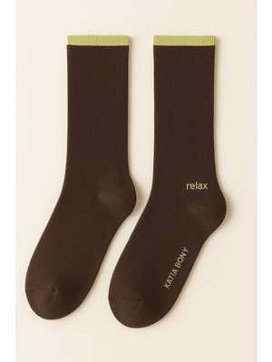Bony Socks Erkek Relax Baskılı Soket Çorap Kahverengi