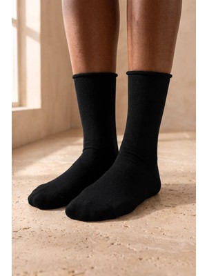 Bony Socks Kadın Harold Bambu Lastiksiz Soket Çorap Siyah