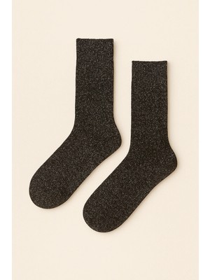 Bony Socks Kadın New Shine Soket Çorap Siyah