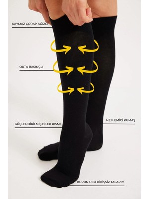 Bony Socks Basınçlı Dizaltı Varis Çorap Siyah