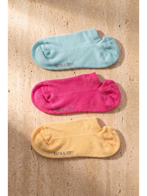 Bony Socks Kadın 3'lü Basic Step Çorap Neon Mix
