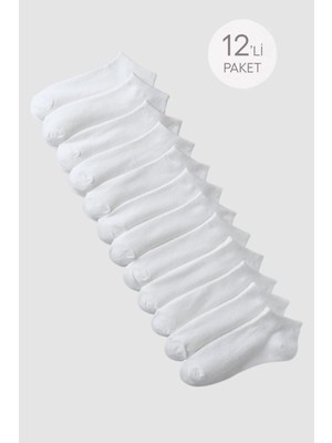Bony Socks Unisex 12'li Basic Step Çorap Beyaz