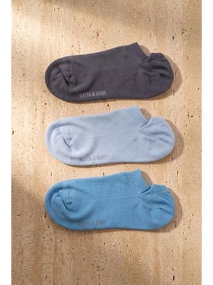 Bony Socks Kadın 3'lü Basic Step Çorap Mavi Mix