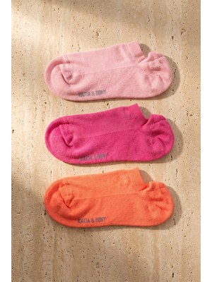 Bony Socks Kadın 3'lü Basic Step Çorap Pembe Mix