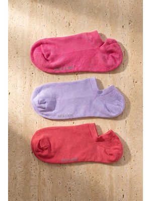 Bony Socks Kadın 3'lü Basic Step Çorap Lila Mix