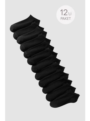 Bony Socks Unisex 12'li Basic Step Çorap Siyah