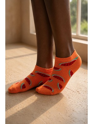 Bony Socks Kız Çocuk Meyve Desenli Patik Çorap Turuncu