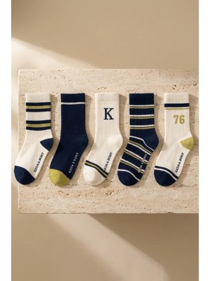 Bony Socks Çocuk 5'li Çizgili Soket Çorap Çok Renkli