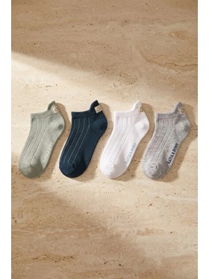 Bony Socks Erkek Çocuk Gülen Surat Detaylı 4'lü Patik Çorap