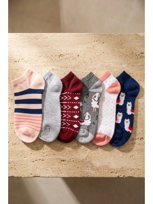 Bony Socks Kadın Lama Desenli 6'lı Patik Çorap