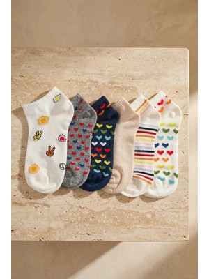 Bony Socks Kadın Kalp Desenli 6'lı Patik Çorap