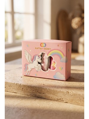 Katia & Bony Kız Çocuk Unicorn Desenli 3'lü Kutulu Soket Çorap