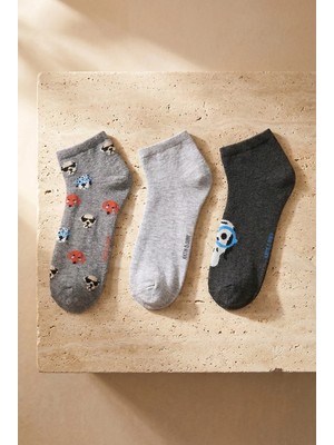 Bony Socks Erkek Köpek Desenli 3'lü Patik Çorap