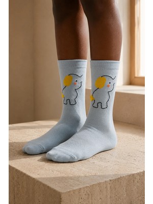 Bony Socks Çocuk Hayvan Desenli Soket Çorap Mavi