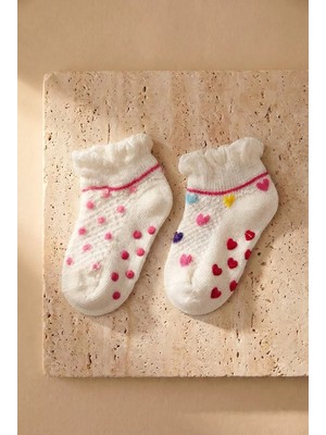 Bony Socks Kız Bebek 2'li Renkli Slikon Tabanlı Step Çorap